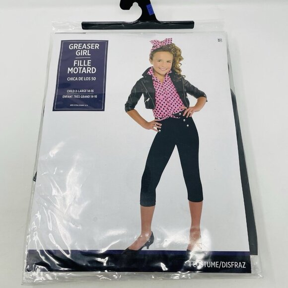 Greaser Girl Retro 50's Sock Hop Dress Up Youth Halloween Costume XL 14/16 464 - Picture 2 of 7